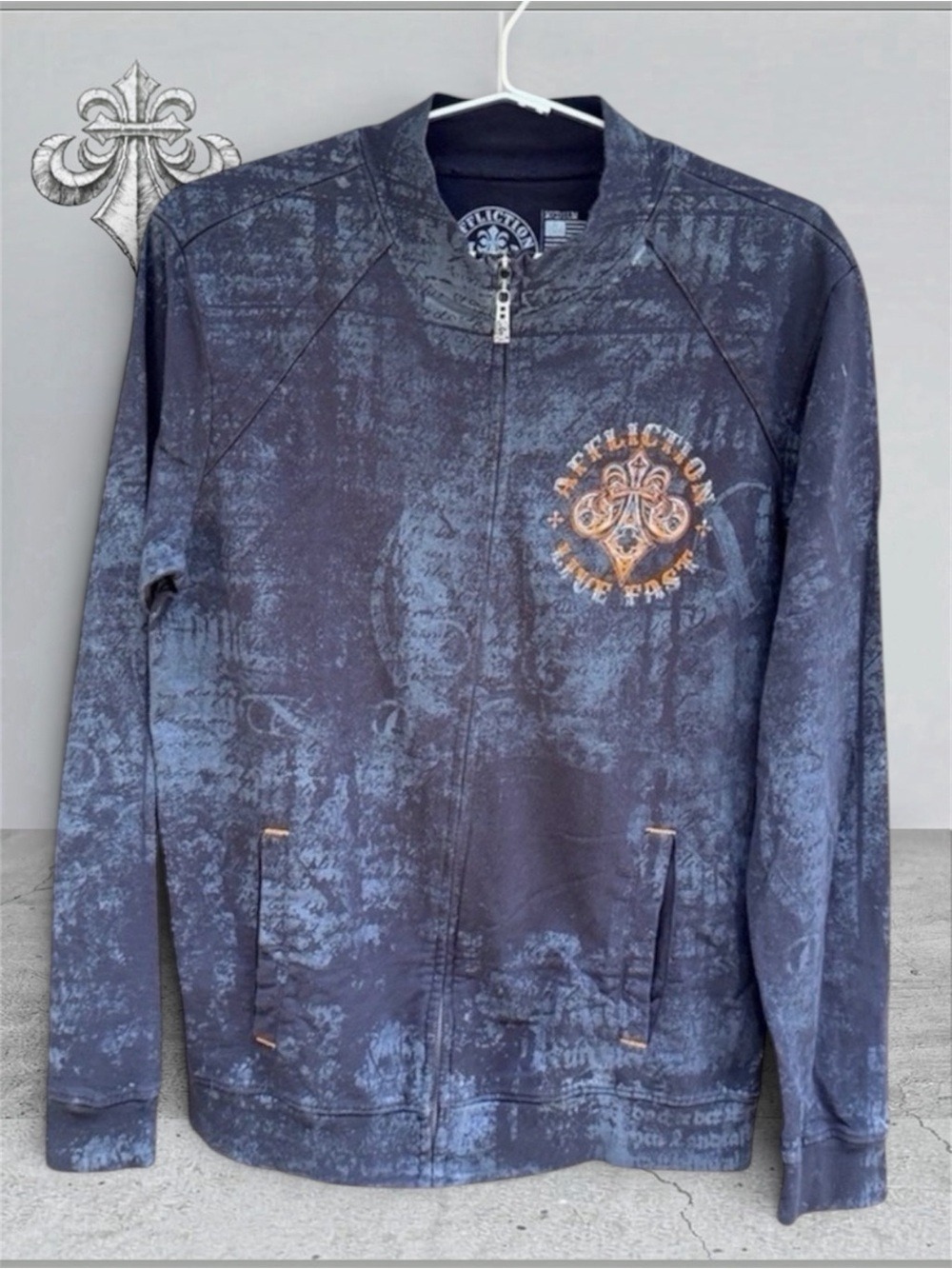 Affliction Pull Tab Zipper Long Sleeve Authentic Men’s Light Jacket  Size Medium